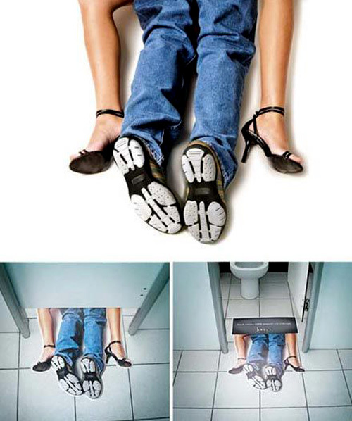 Shoes Ad in a Club's Bathroom