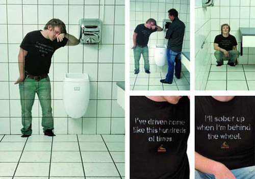 Don't Drink and Drive ad in a Club Bathroom